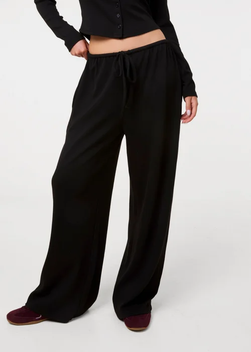 Pink Vanilla Black Ribbed Drawstring Joggers - M Image 2