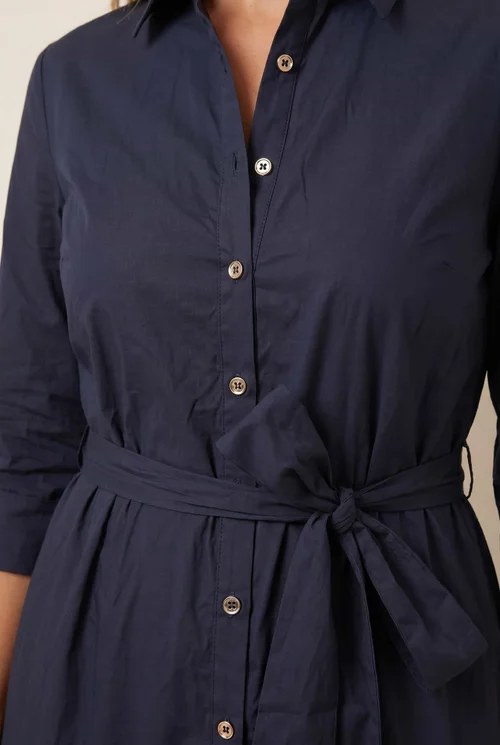 Style Cheat Navy Cotton Shirt Tiered Maxi Dress - 6 Image 4