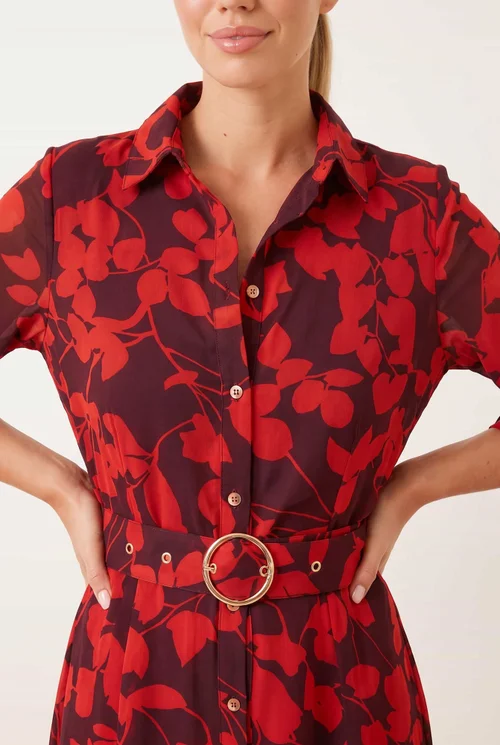 Style Cheat Daphne Belted Red Floral Maxi Dress - 14 Image 6