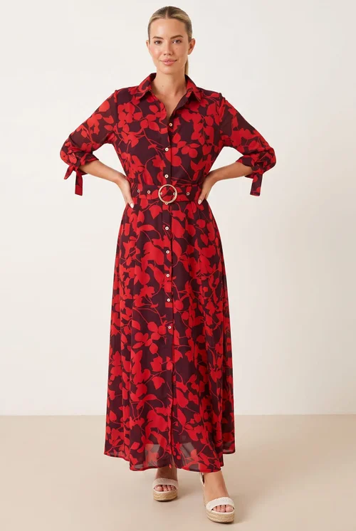 Style Cheat Daphne Belted Red Floral Maxi Dress - 14 Image 5
