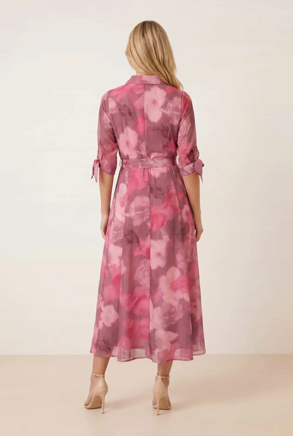 Style Cheat Pink Daphne Shirt Watercolour Floral Midi Dress - 10 Image 4