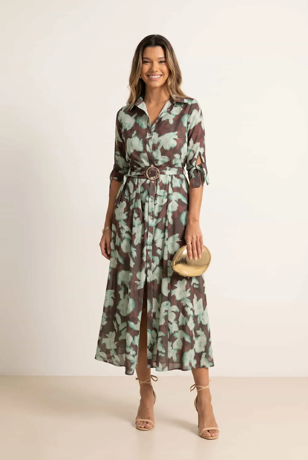Style Cheat Daphne Green & Chocolate Floral Maxi Dress - 12 Image 1