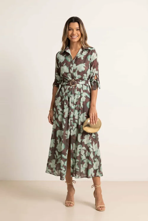 Style Cheat Daphne Green & Chocolate Floral Maxi Dress - 12 Image 1