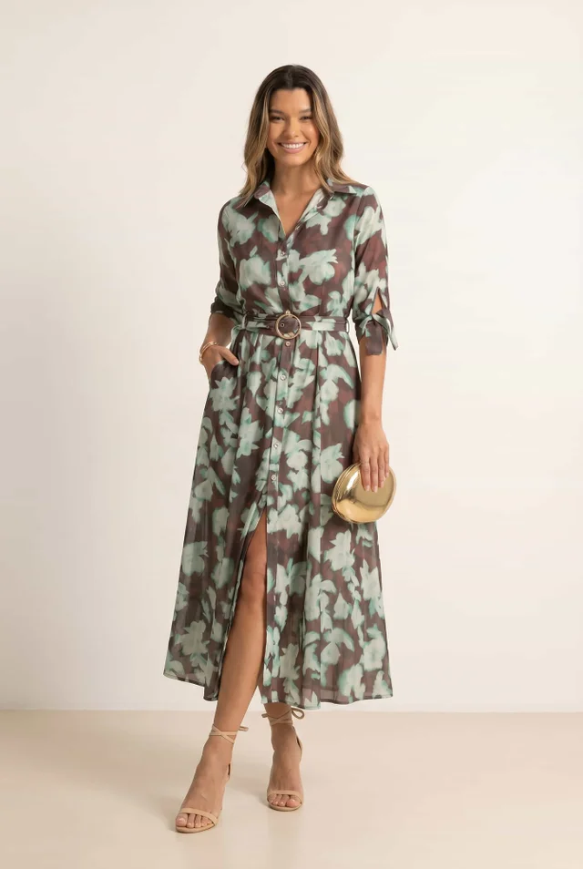 Style Cheat Daphne Green & Chocolate Floral Maxi Dress