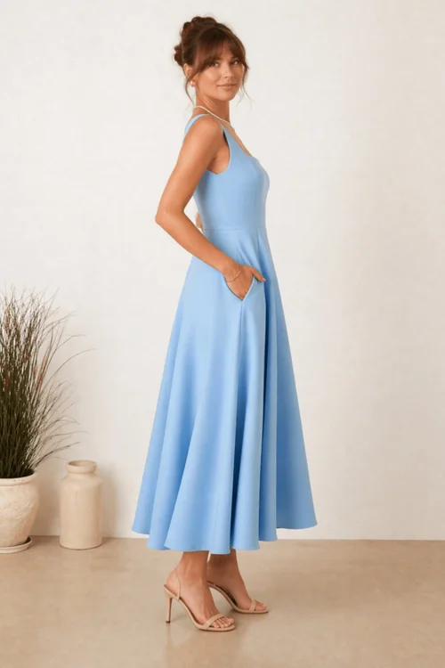 Stylecheat Fit & Flare Midi Dress In Blue - 8 Image 3