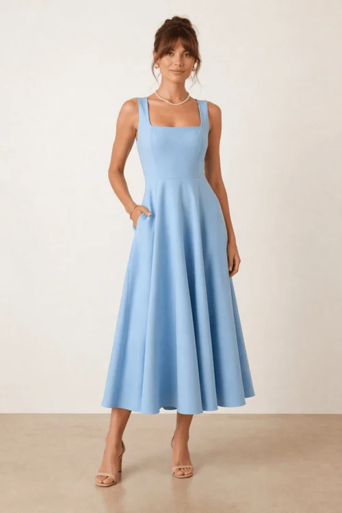 Stylecheat Fit & Flare Midi Dress In Blue - 8 Image 1