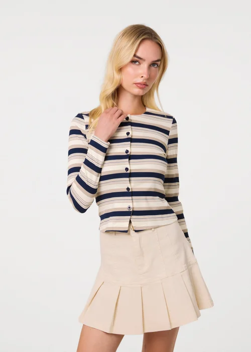 Pink Vanilla Multi Button Front Stripe Top - M/L Image 3