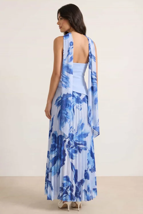 Style Cheat Floral Madelaine Bandeau Midi Dress in Blue - 12 Image 2