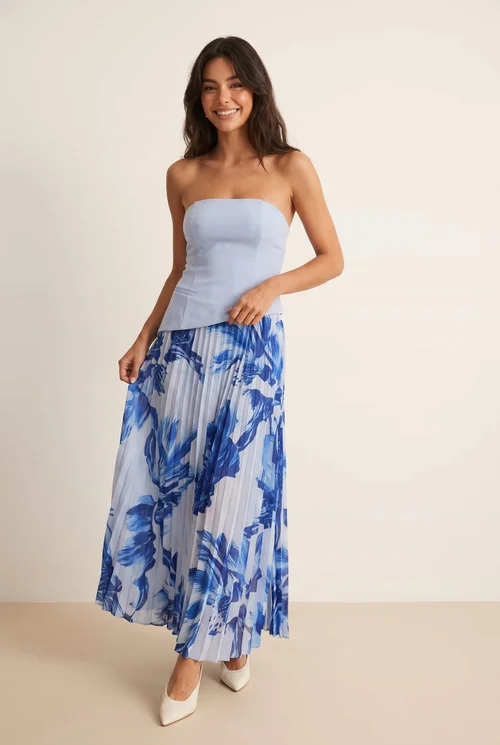 Style Cheat Floral Madelaine Bandeau Midi Dress in Blue - 12 Image 3
