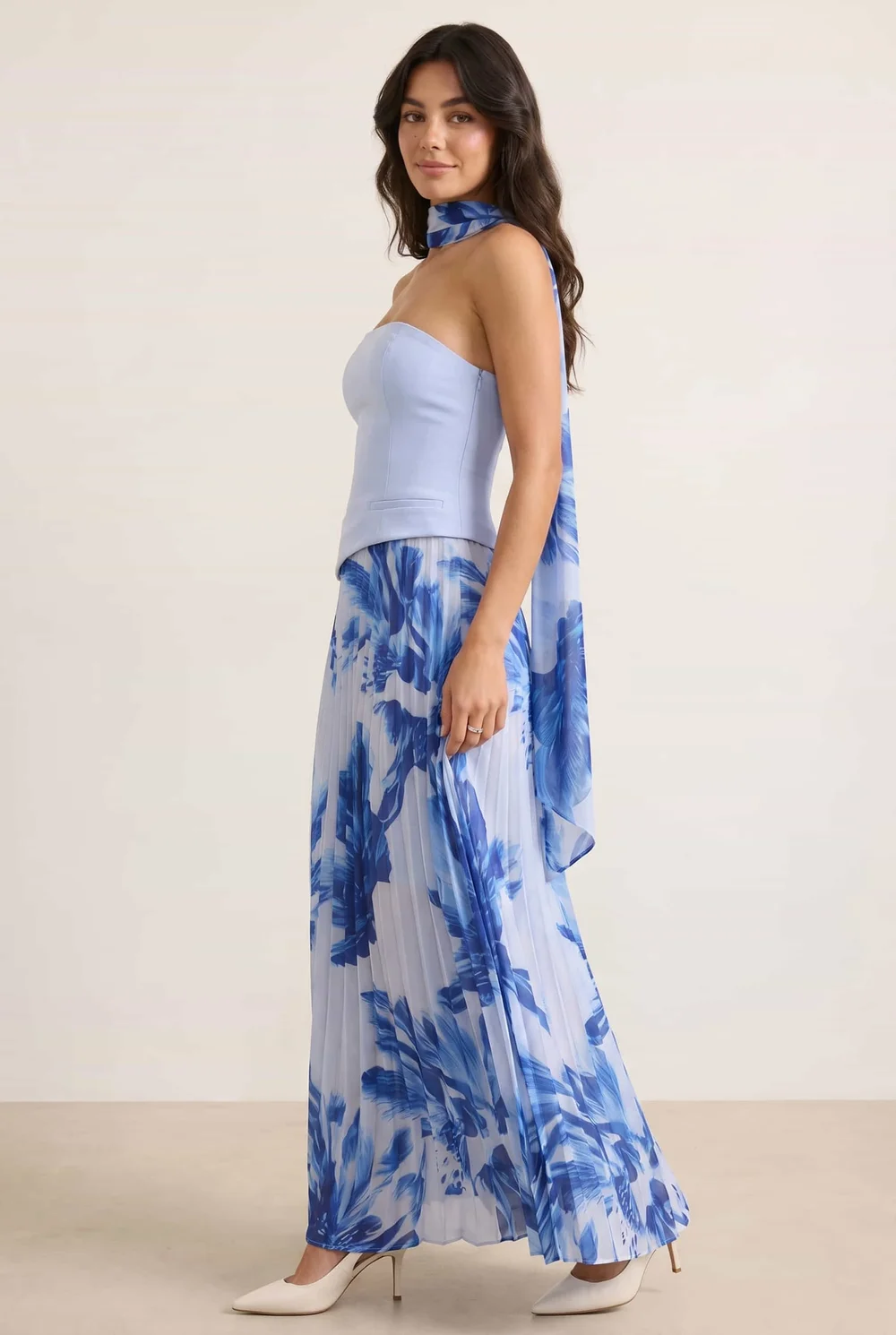 Style Cheat Floral Madelaine Bandeau Midi Dress in Blue - 12 Image 4