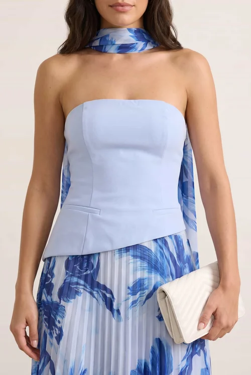 Style Cheat Floral Madelaine Bandeau Midi Dress in Blue - 12 Image 5