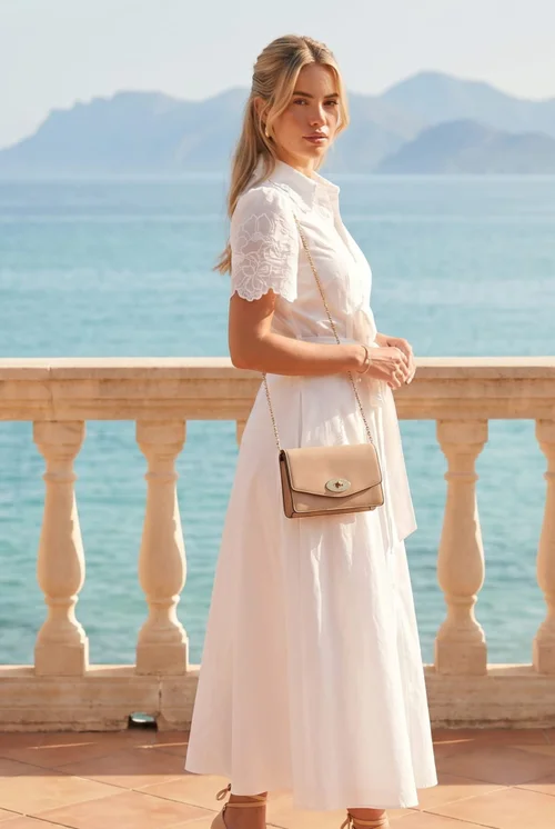 Style Cheat White Laser Cut Shirt Midi Dress - 16 Image 5