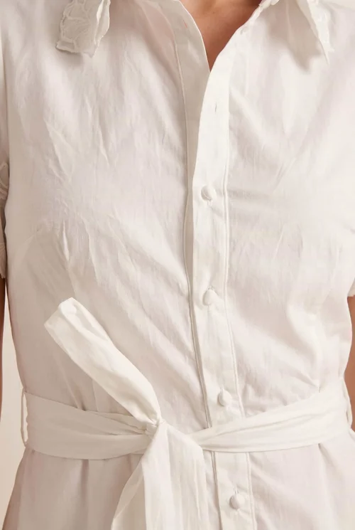 Style Cheat White Laser Cut Shirt Midi Dress - 16 Image 3