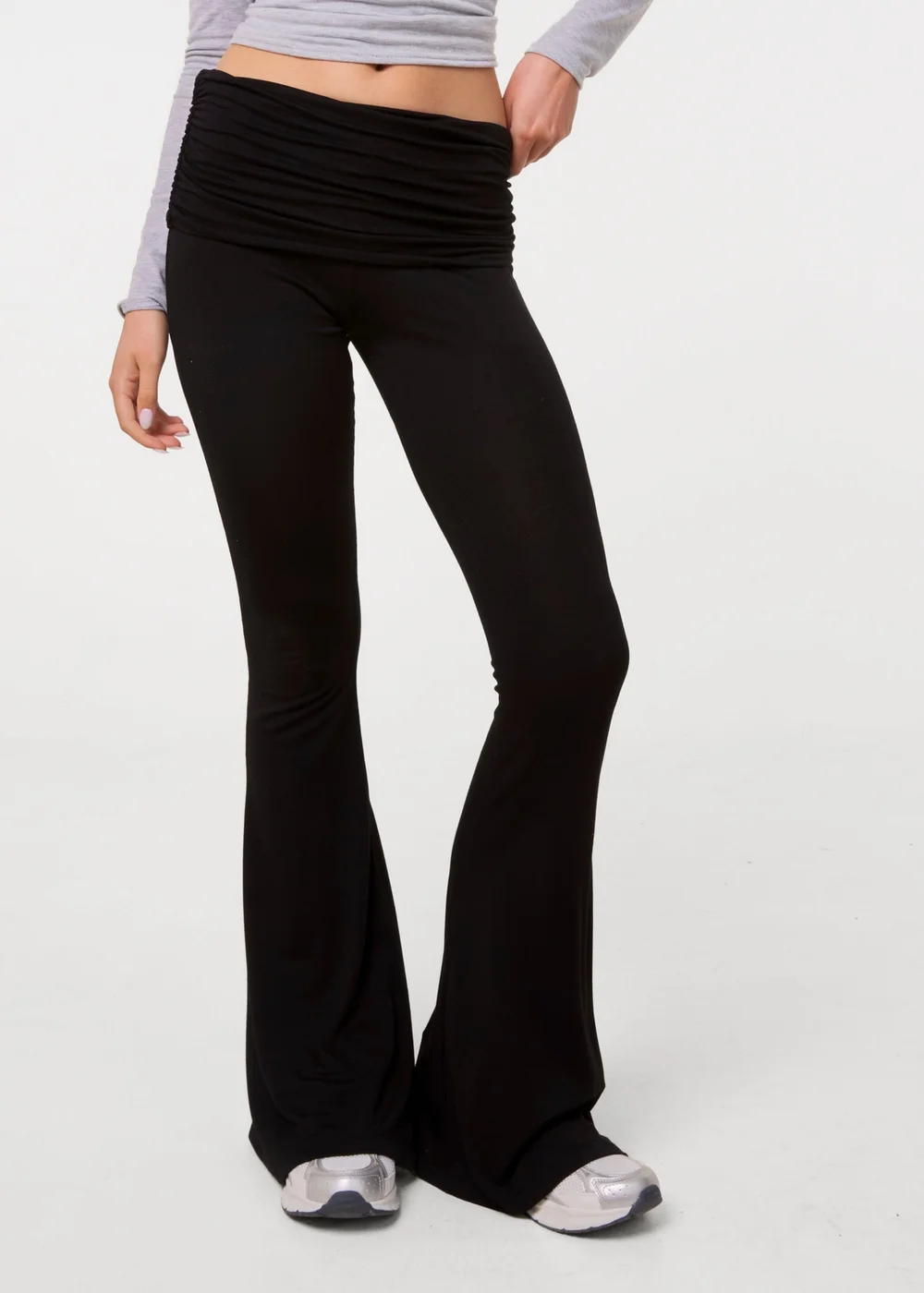Pink Vanilla Black Fold Over Waist Lounge Flares - M Image 2