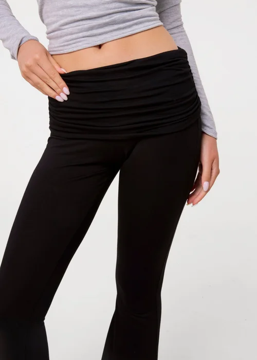 Pink Vanilla Black Fold Over Waist Lounge Flares - M Image 3