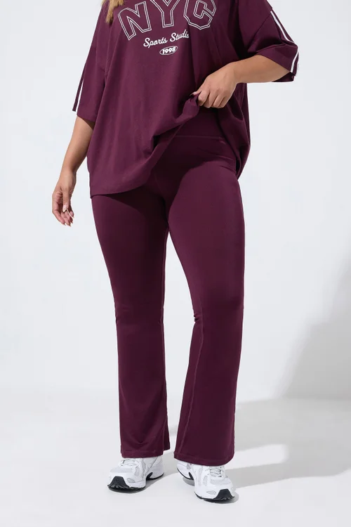 Yours Curve Burgundy Red Active Flared Leggings - 16 Image 1