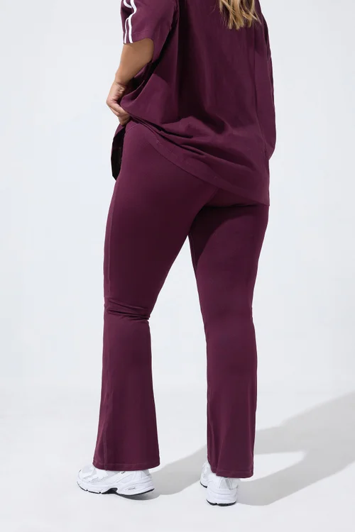 Yours Curve Burgundy Red Active Flared Leggings - 16 Image 3