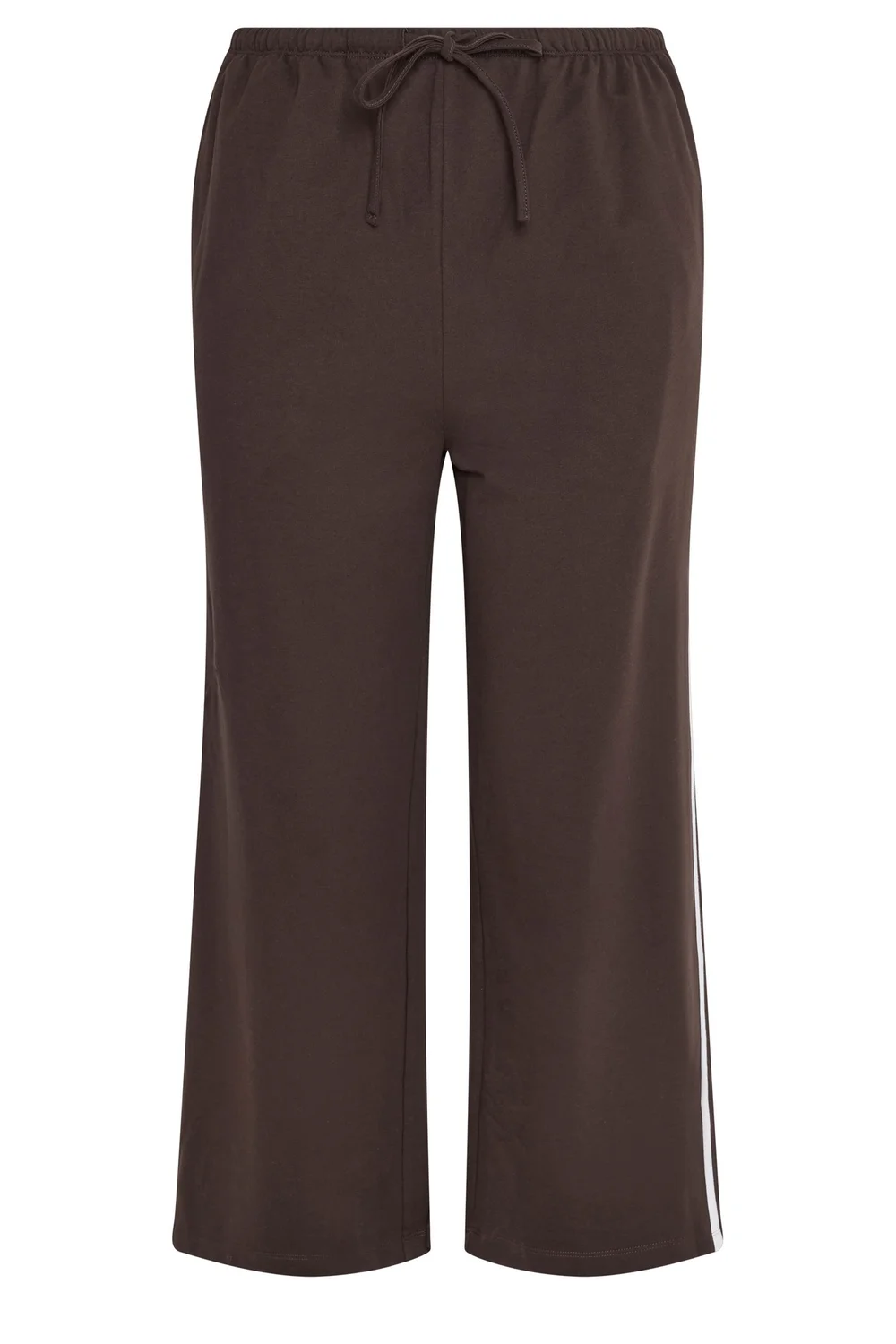 Yours Curve Chocolate Brown Side Stripe Wide Leg Joggers - 12/L30 Image 5