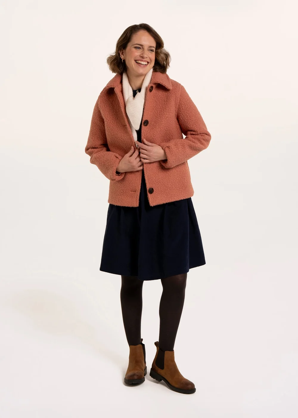 Brakeburn Pink Rose Bloucle Collared Coat - 12 Image 1