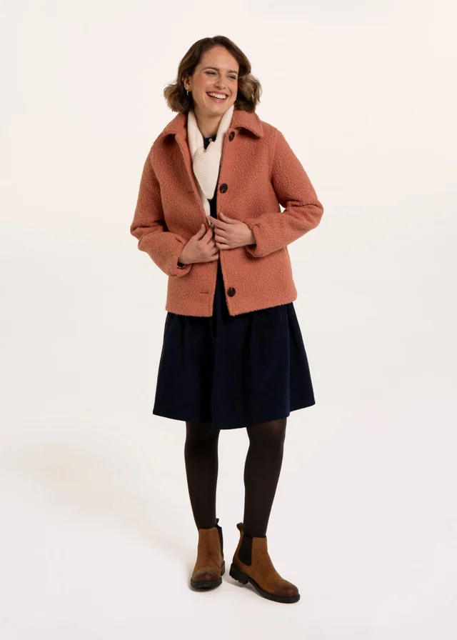 Brakeburn Pink Rose Bloucle Collared Coat