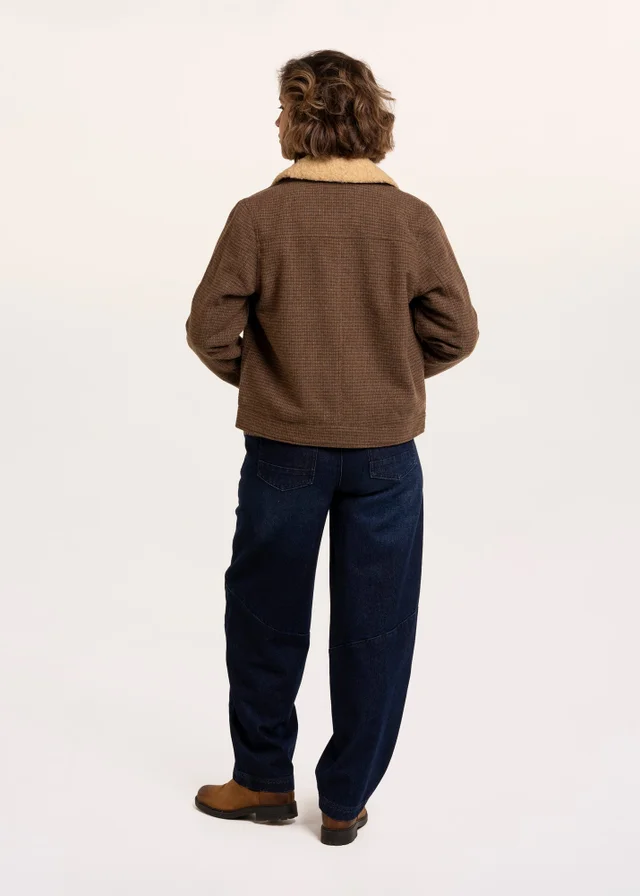 Brakeburn Brown Hemlock Faux Fur Collar Textured Coat