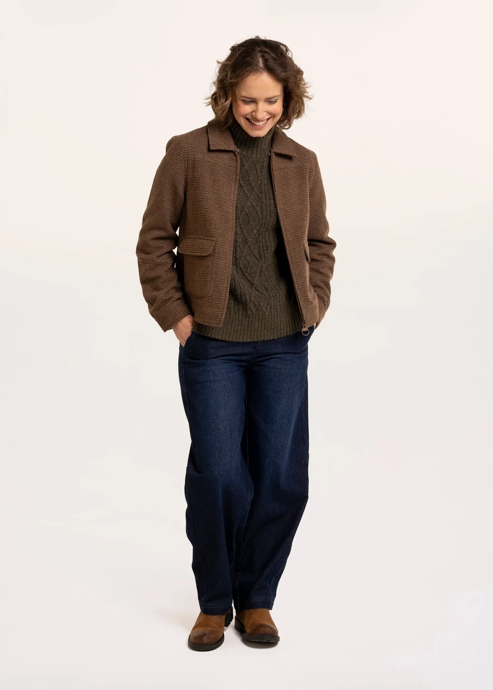 Brakeburn Brown Hemlock Faux Fur Collar Textured Coat - 16 Image 5