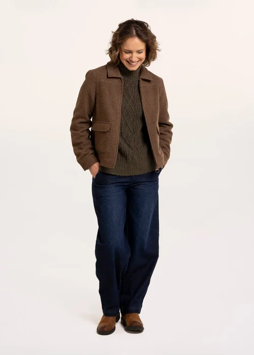 Brakeburn Brown Hemlock Faux Fur Collar Textured Coat - 16 Image 5