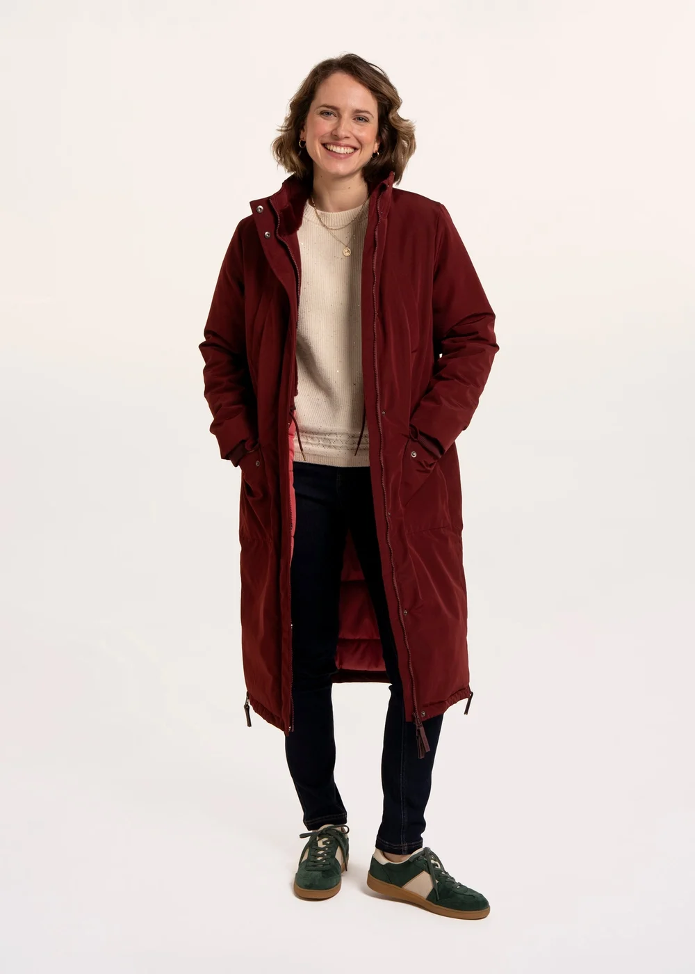 Brakeburn Burgundy Poplar Flat Front Funnel Neck Puffer Long Line Coat - 16 Image 1
