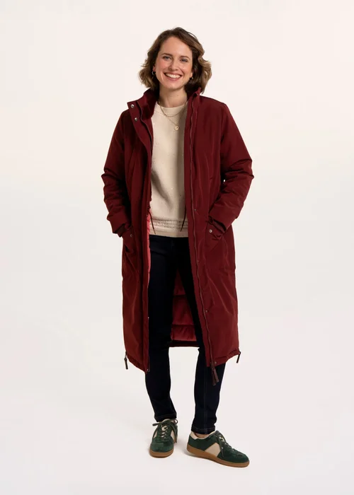 Brakeburn Burgundy Poplar Flat Front Funnel Neck Puffer Long Line Coat - 16 Image 1