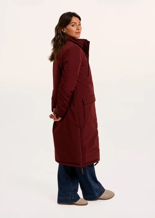 Brakeburn Burgundy Poplar Flat Front Funnel Neck Puffer Long Line Coat - 16 Image 3