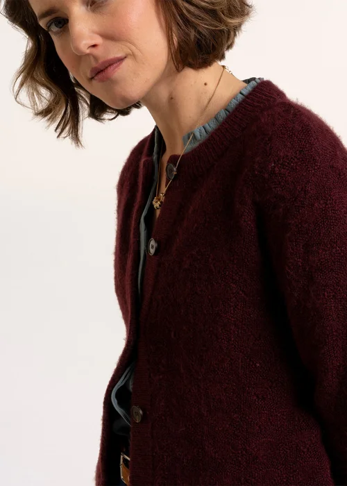 Brakeburn Burgundy Karla Chunky Fan Stitch Knitted Cardigan - 14 Image 4