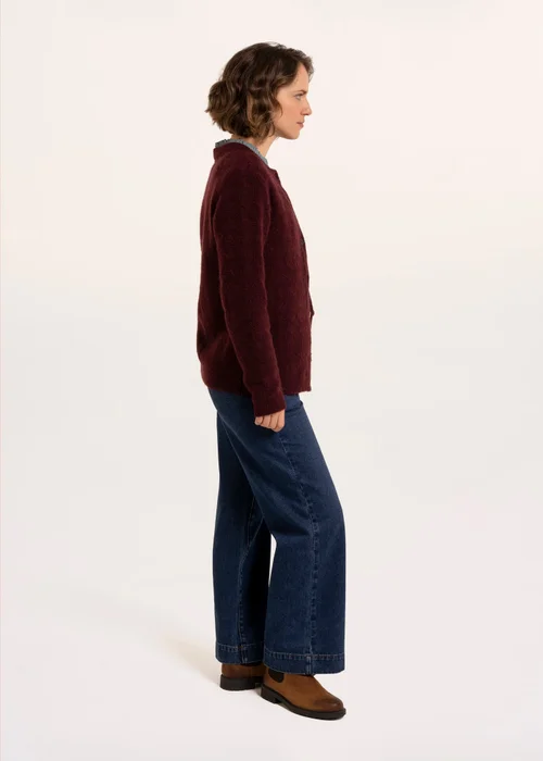Brakeburn Burgundy Karla Chunky Fan Stitch Knitted Cardigan - 14 Image 3