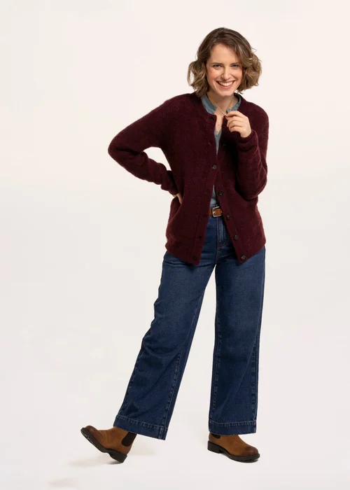 Brakeburn Burgundy Karla Chunky Fan Stitch Knitted Cardigan - 14 Image 5