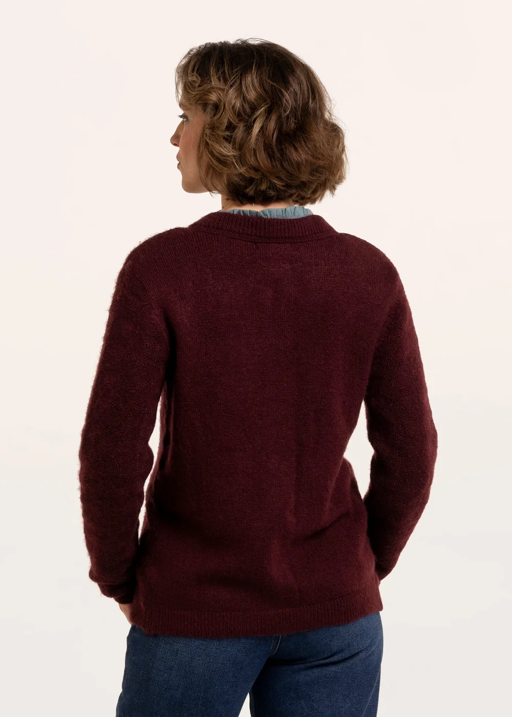 Brakeburn Burgundy Karla Chunky Fan Stitch Knitted Cardigan - 14 Image 2