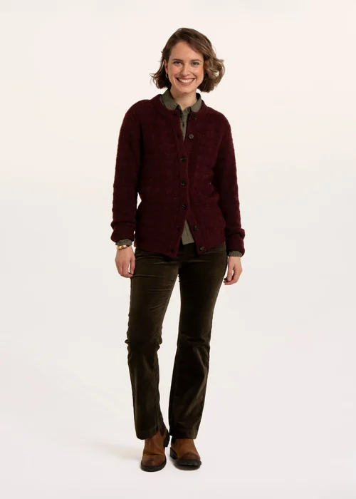 Brakeburn Burgundy Karla Chunky Fan Stitch Knitted Cardigan - 14 Image 1