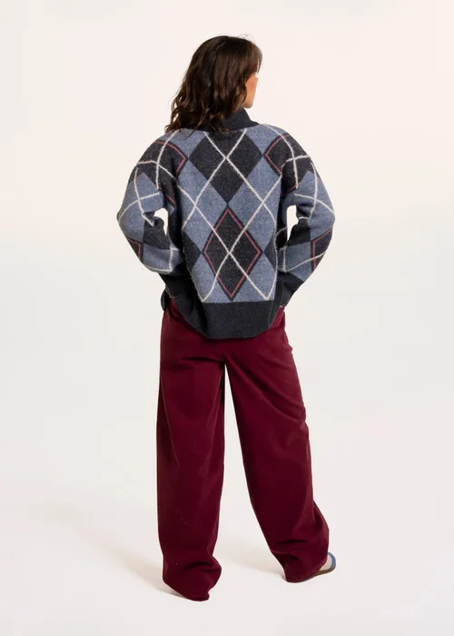 Brakeburn Navy Helga Argyle Intarsia Knitted Jumper - 20 Image 2