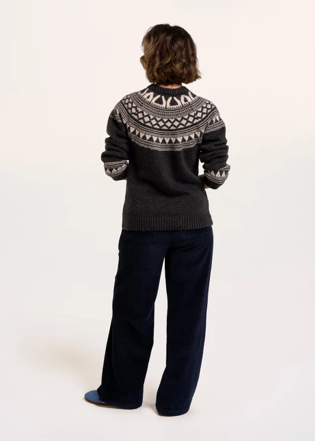 Brakeburn Navy Frida Fairisle Knitted Crew Neck Jumper