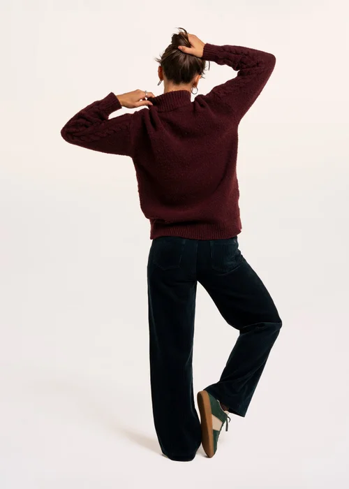 Brakeburn Burgundy Freya Cable Knitted Funnel Neck Jumper - 14 Image 2