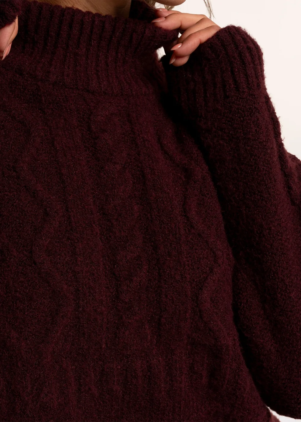 Brakeburn Burgundy Freya Cable Knitted Funnel Neck Jumper - 14 Image 4