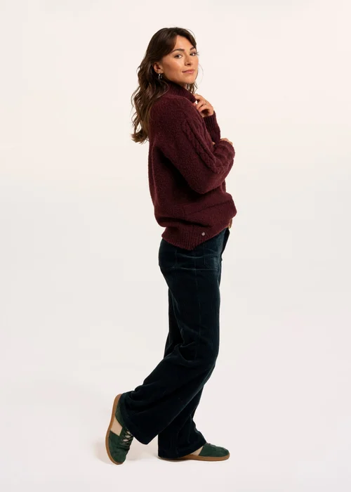 Brakeburn Burgundy Freya Cable Knitted Funnel Neck Jumper - 14 Image 3