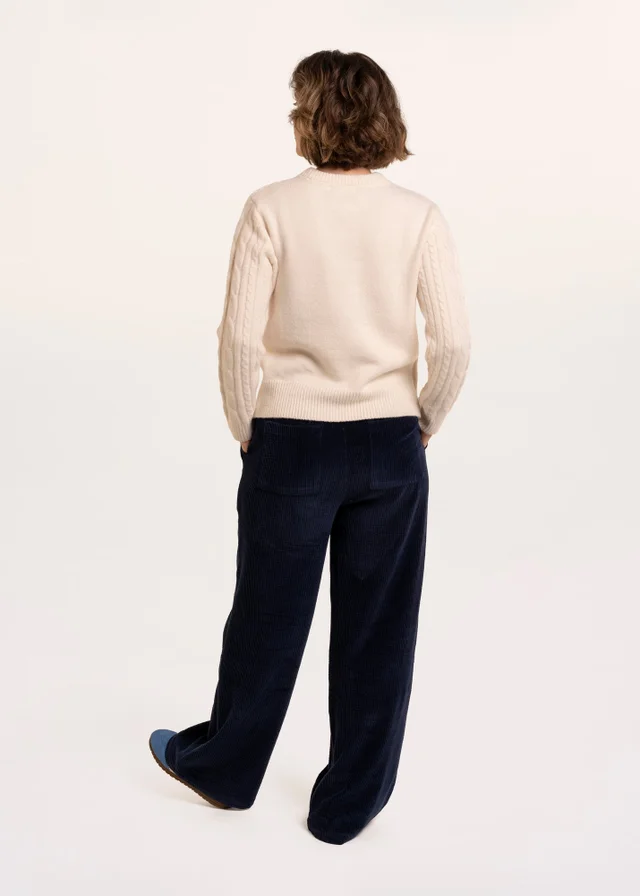 Brakeburn Cream Dahlia Cable Knitted Crew Neck Jumper