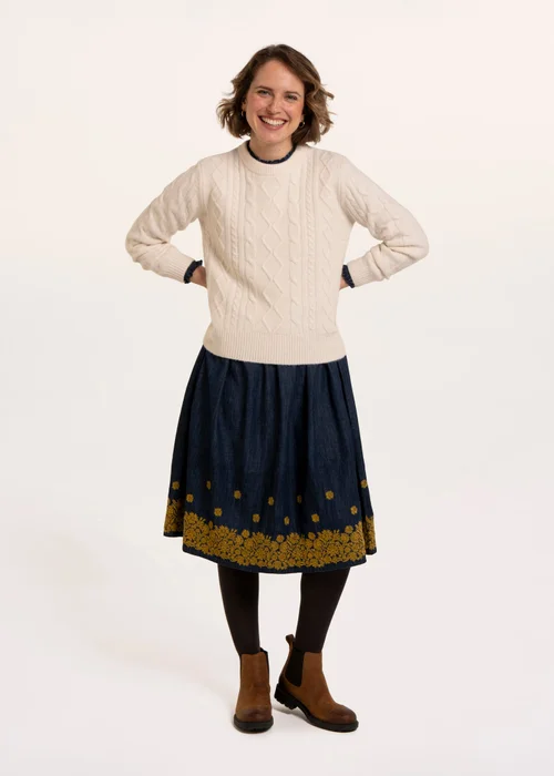 Brakeburn Cream Dahlia Cable Knitted Crew Neck Jumper - 12 Image 5