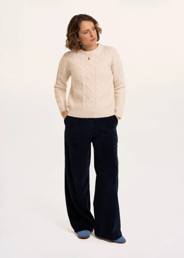 Brakeburn Cream Dahlia Cable Knitted Crew Neck Jumper