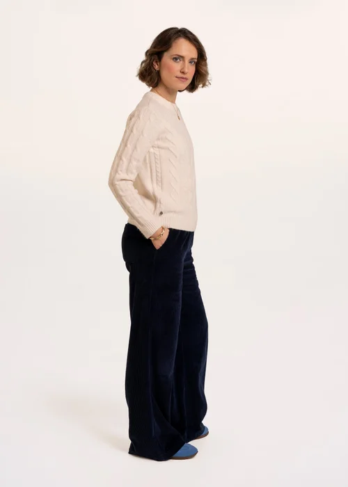 Brakeburn Cream Dahlia Cable Knitted Crew Neck Jumper - 12 Image 3