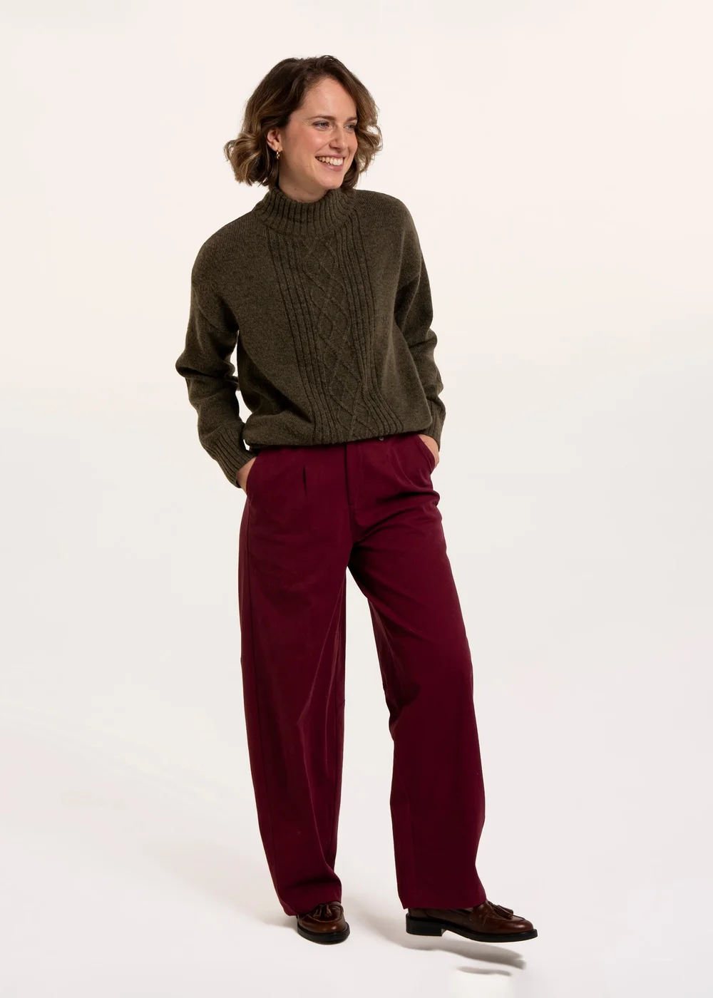 Brakeburn Khaki Signe Stitch Detail Knitted Roll Neck Jumper - 8 Image 1