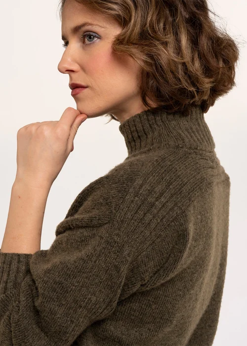 Brakeburn Khaki Signe Stitch Detail Knitted Roll Neck Jumper - 8 Image 4