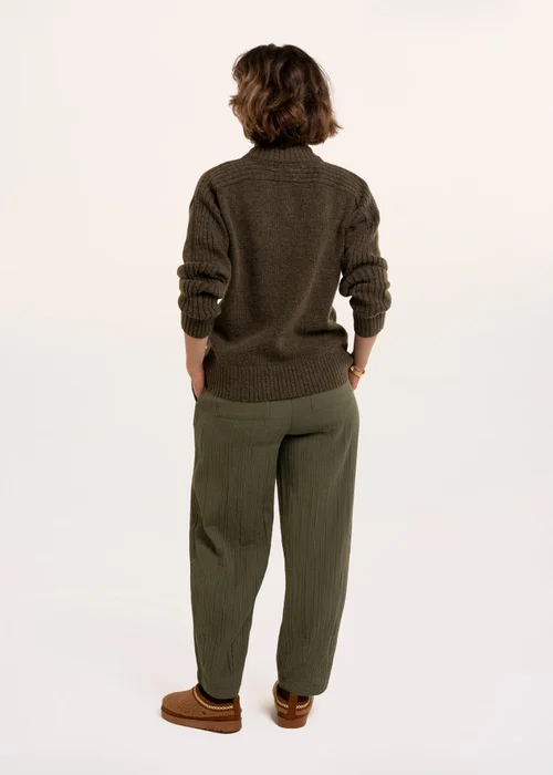 Brakeburn Khaki Signe Stitch Detail Knitted Roll Neck Jumper - 8 Image 2