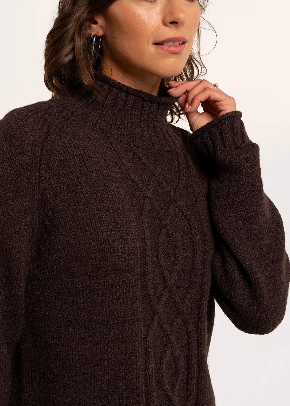 Brakeburn Brown Agnes Texture Stitch Knitted Roll Neck Jumper - 16 Image 4