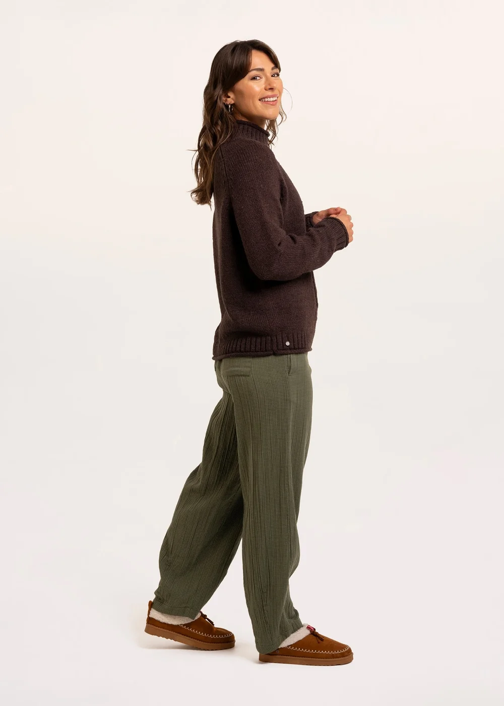 Brakeburn Brown Agnes Texture Stitch Knitted Roll Neck Jumper - 16 Image 3