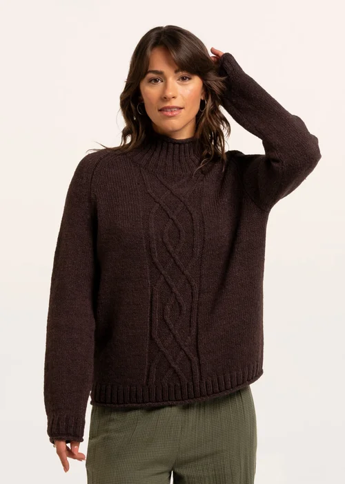 Brakeburn Brown Agnes Texture Stitch Knitted Roll Neck Jumper - 16 Image 5